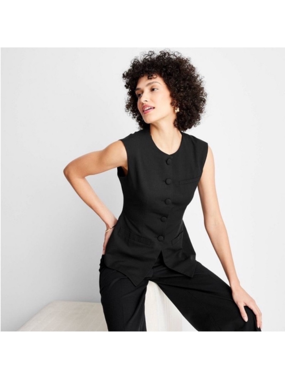 Women's Sleeveless Button-Front Waistcoat